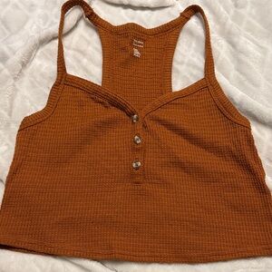 Gilly Hicks Rust Button-Up Crop Top